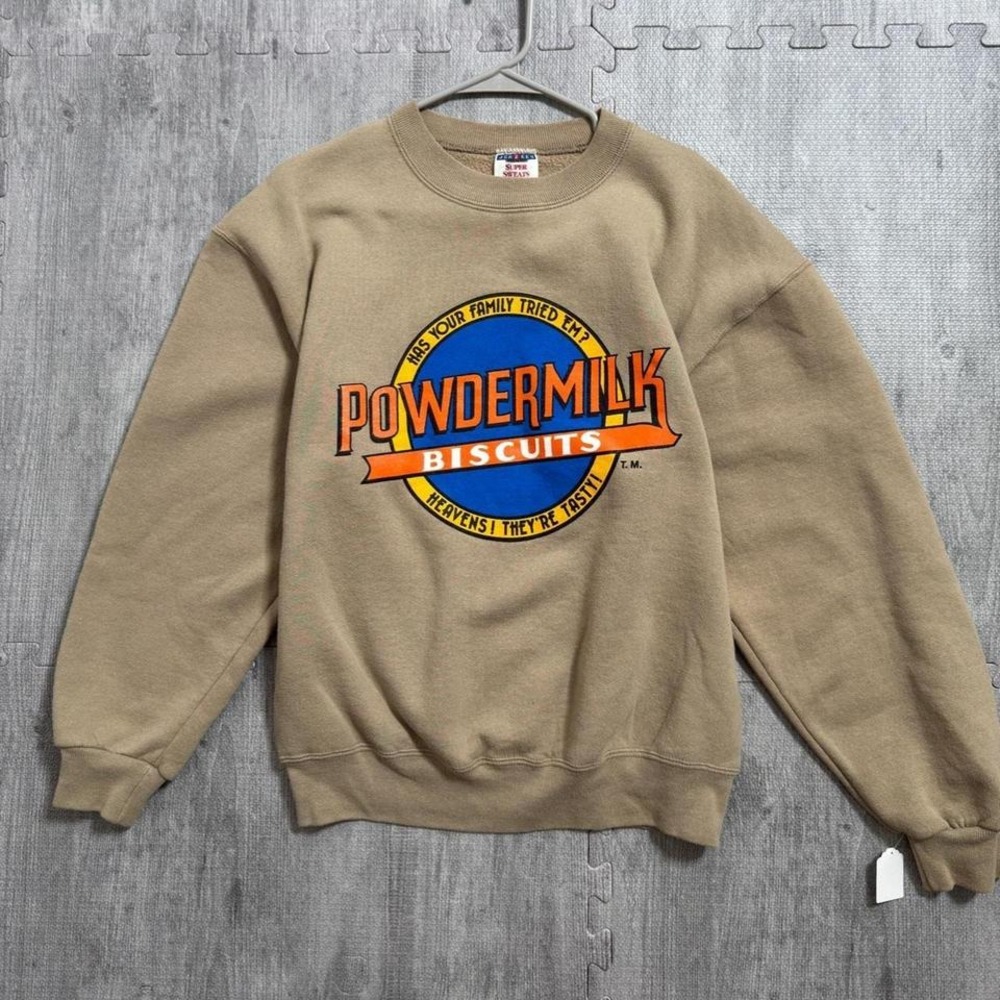 Vintage Jerzees Pullover‎ Powdermilk Biscuits Graphic Crewneck Sweatshirt Medium